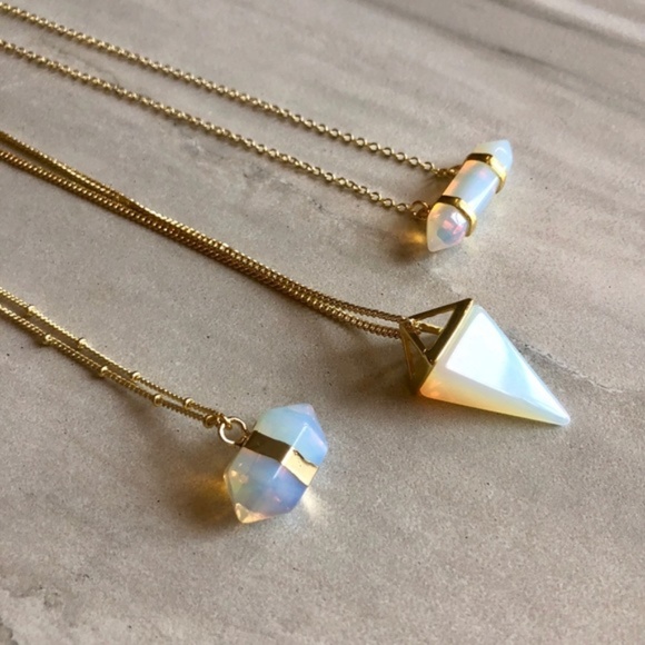 NWT Opalite 14K Gold Necklace 3 Shapes & Lengths - Picture 4 of 8